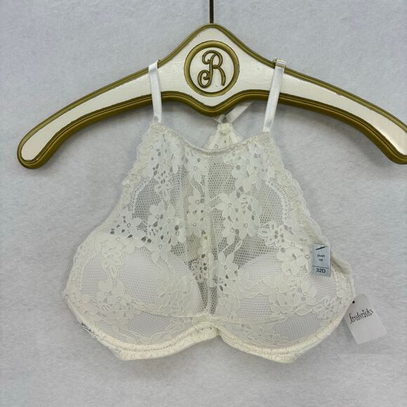 Fredericks of Hollywood Push Up Bra‎ size 32D Ivory Lace Laura Desiree Floral - Picture 2 of 9